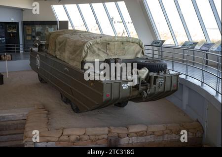 Rear view of the American GMC DUKW amphibious military vehicle during the Normandy landings in World War II, the vehicle is nicknamed Duck Joanne Stock Photo