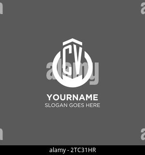 CV Initial letter circular line logo template vector with gradient ...