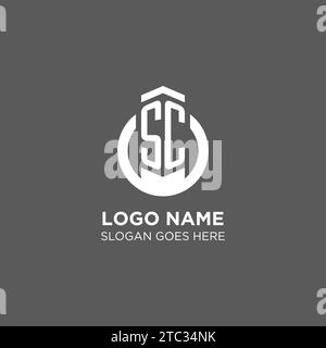 Initial SC circle round line logo, abstract company logo design ideas vector graphic Stock Vector