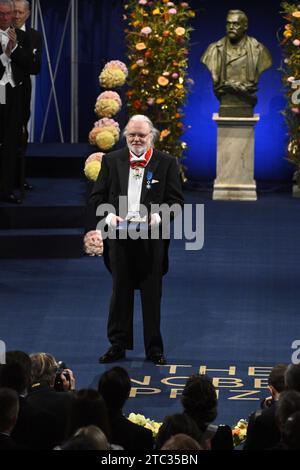 Stockholm, Sweden. 10th Dec, 2023. Nobel laureate in literature Jon Fosse at the Nobel Prize ceremony at the Concert Hall in Stockholm, Sweden on December 10, 2023. Photo: Claudio Bresciani/TT/Code 10090 Credit: TT News Agency/Alamy Live News Stock Photo