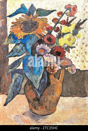 Paula Modersohn-Becker - Still Life with Sunflower, Hollyhocks and