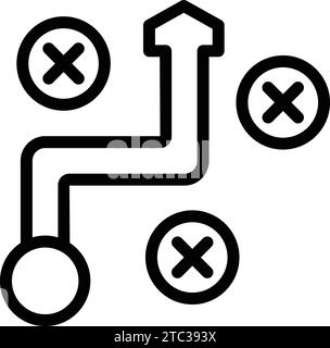 Avoid wrong decisions icon outline vector. Problem solving path. Optimal decision making plan Stock Vector