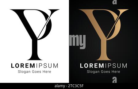 Luxury Initial YP or PY Monogram Text Letter Logo Design Stock Vector