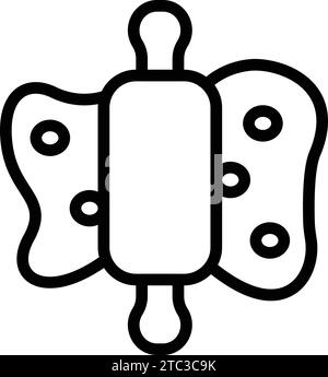 Baking rolling pin icon outline vector. Cooking biscuit batter. Culinary kitchen tool Stock Vector