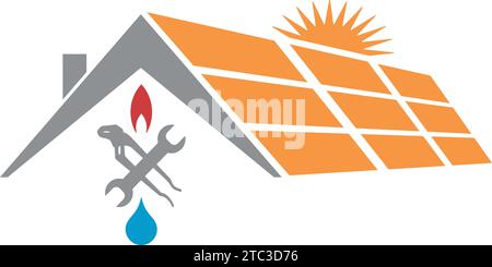 flame, water, plumber, logo, plumber, craftsman, background Stock Vector