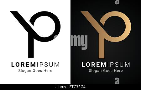 Luxury Initial YP or PY Monogram Text Letter Logo Design Stock Vector