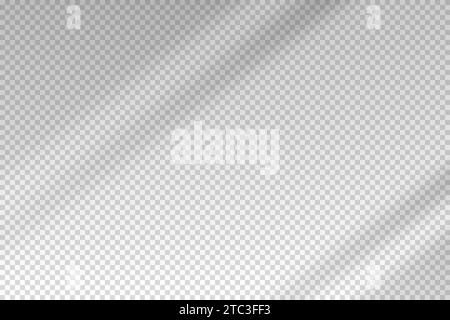 Shadow blinds. Sun light from window. Overlay effect. Shade jalousie transparent. Isolated background. Window blind. Reflection shadows on wall Stock Vector