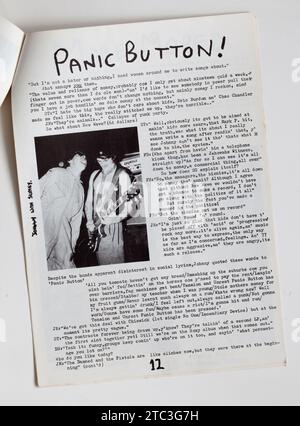 Johnny Moped Feature in 1970s SNIFFIN' GLUE Punk Rock Fanzine Magazine Stock Photo
