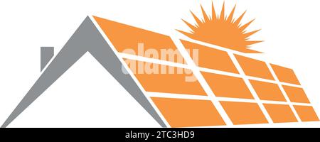house, roof, sun, solar, energy, installer, craftsman, background Stock Vector