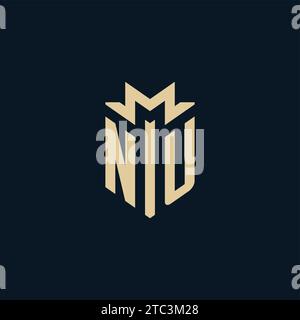 NU initial for law firm logo, lawyer logo, attorney logo design inspiration Stock Vector