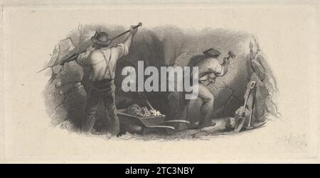 Banknote vignette showing two men working in a mine 2002 by Asher Brown Durand Stock Photo