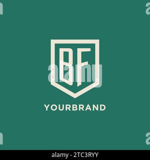 BF initial logo monogram shield geometric shape design vector graphic Stock Vector