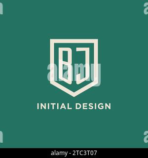 BJ initial logo monogram shield geometric shape design vector graphic Stock Vector