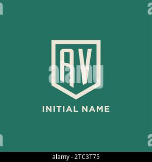 AV initial logo monogram shield geometric shape design vector graphic Stock Vector