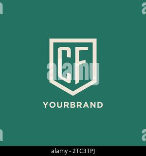 CF initial logo monogram shield geometric shape design vector graphic Stock Vector
