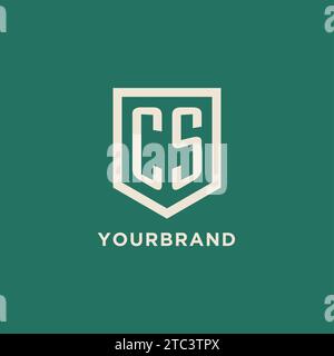 CS initial logo monogram shield geometric shape design vector graphic Stock Vector