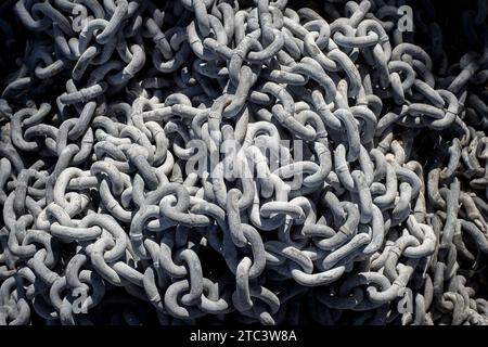 Galvanised chain, textured pattern background. Stock Photo