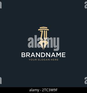 ZV initial monogram logos with pillar shapes style design ideas Stock ...
