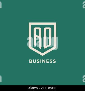 AO initial logo monogram shield geometric shape design vector graphic Stock Vector