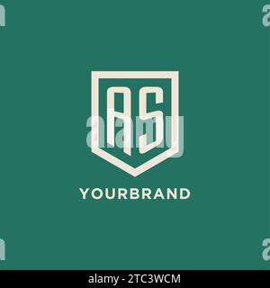 AS initial logo monogram shield geometric shape design vector graphic Stock Vector