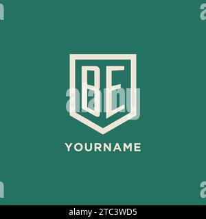BE initial logo monogram shield geometric shape design vector graphic Stock Vector
