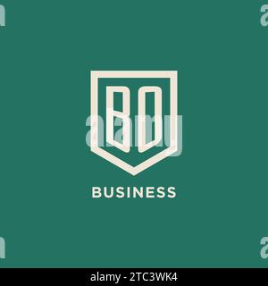BO initial logo monogram shield geometric shape design vector graphic Stock Vector