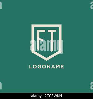 FT initial logo monogram shield geometric shape design vector graphic Stock Vector