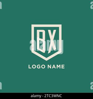 BX initial logo monogram shield geometric shape design vector graphic Stock Vector