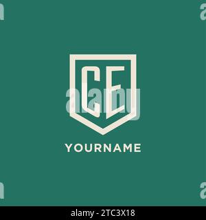 CE initial logo monogram shield geometric shape design vector graphic Stock Vector