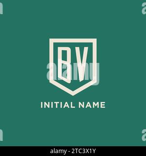 BV initial logo monogram shield geometric shape design vector graphic Stock Vector