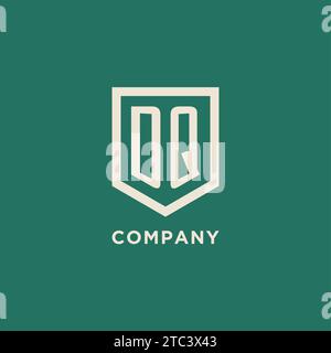 DQ initial logo monogram shield geometric shape design vector graphic Stock Vector