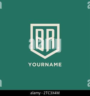 BR initial logo monogram shield geometric shape design vector graphic Stock Vector