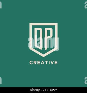DP initial logo monogram shield geometric shape design vector graphic Stock Vector