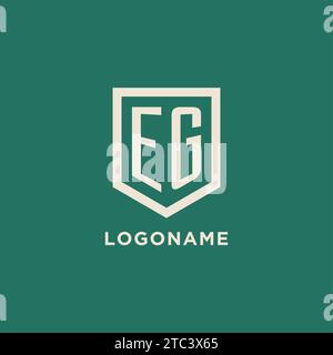 EG initial logo monogram shield geometric shape design vector graphic Stock Vector