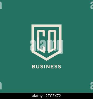 CO initial logo monogram shield geometric shape design vector graphic Stock Vector