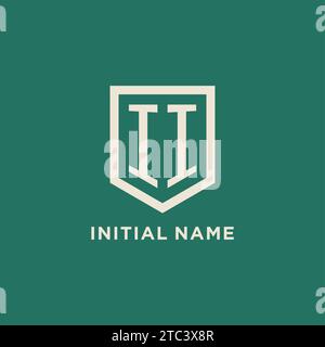 II initial logo monogram shield geometric shape design vector graphic Stock Vector