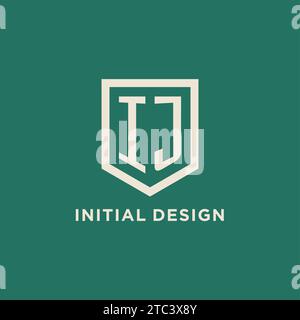 IJ initial logo monogram shield geometric shape design vector graphic Stock Vector