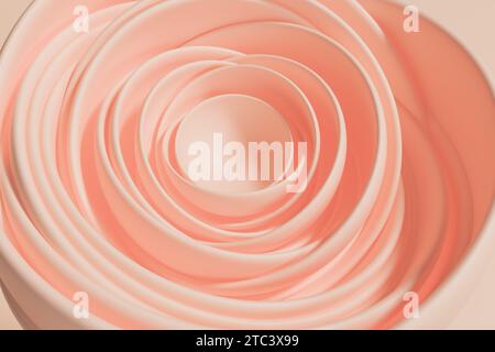 Peach flower, curved layers of petals. 3d rendering tender abstract background Stock Photo