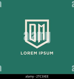 DM initial logo monogram shield geometric shape design vector graphic Stock Vector