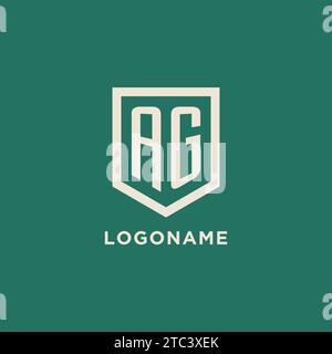 AG initial logo monogram shield geometric shape design vector graphic Stock Vector