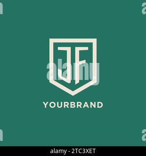 JF initial logo monogram shield geometric shape design vector graphic Stock Vector
