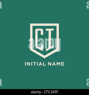 CI initial logo monogram shield geometric shape design vector graphic Stock Vector