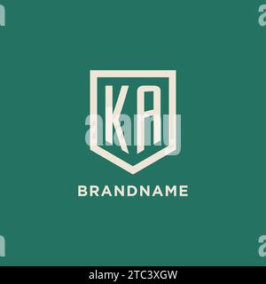 KA initial logo monogram shield geometric shape design vector graphic Stock Vector