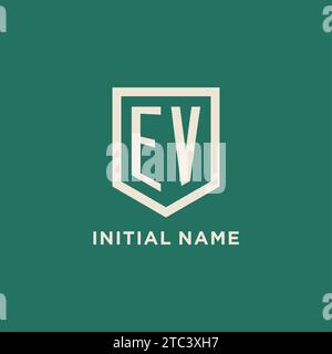 EV initial logo monogram shield geometric shape design vector graphic Stock Vector