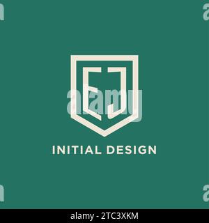 EJ initial logo monogram shield geometric shape design vector graphic Stock Vector