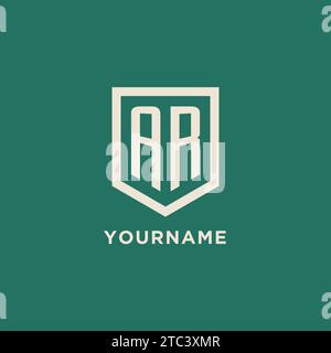 AR initial logo monogram shield geometric shape design vector graphic Stock Vector
