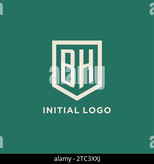 BH initial logo monogram shield geometric shape design vector graphic Stock Vector