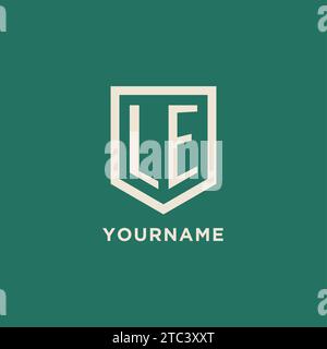 LE initial logo monogram shield geometric shape design vector graphic Stock Vector