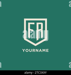 FR initial logo monogram shield geometric shape design vector graphic Stock Vector