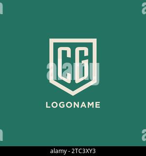 CG initial logo monogram shield geometric shape design vector graphic Stock Vector